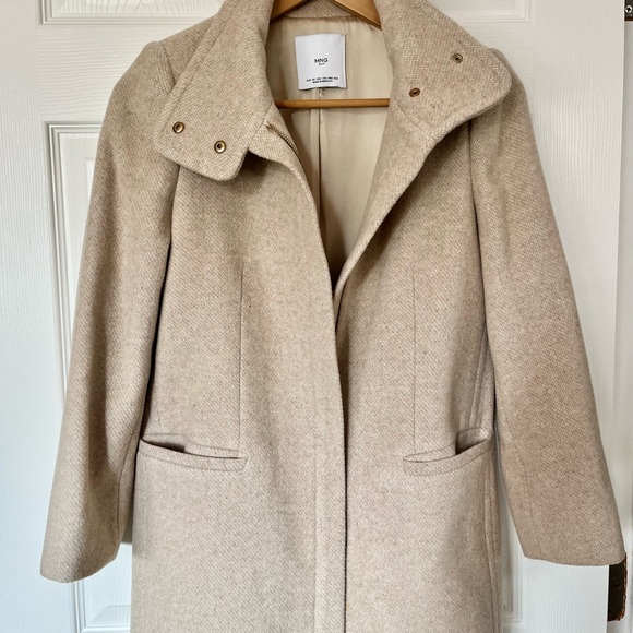 Mango wool polyester beige coat. Size US XXS. - Picture 2 of 10